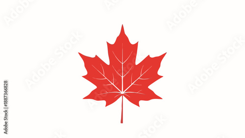 Vibrant red maple leaf, a classic and distinct botanical symbol, centered on a clean white background, ideal for diverse graphic design projects and patriotic themes.