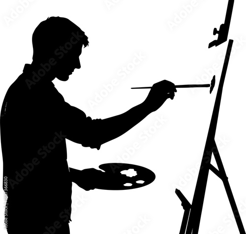 Silhouette of Painter with Paintbrush and Palette.