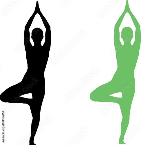 Silhouettes of People Practicing Yoga Pose.
