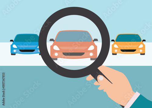 Choosing the Right Car Smart Vehicle Comparison and Selection Concept Illustration