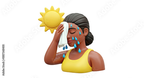 Woman sweating under the hot sun
