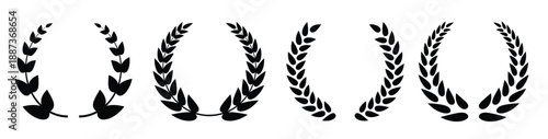 black retro laurel wreath set circle winner trophy decor