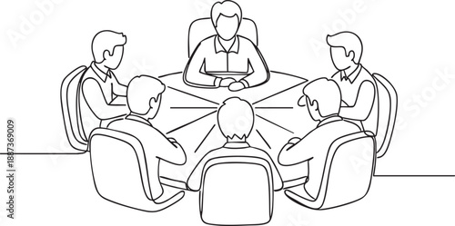 Funny vector illustration of a man and a woman in a wheelchair sitting at a desk and talking during a business office meeting job