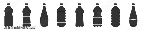 Bottles. Plastic bottle collection. Flat vector liquid bottles icons. Vector illustration