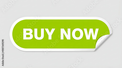 Green Buy Now Sticker for Ecommerce and Online Shopping.
