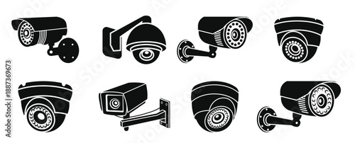 cctv camera sign silhouette security camera silhouette icon