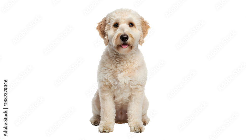 Obraz premium Cute Brown Labradoodle Isolated on transparent Background