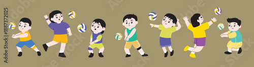 collection of illustrations featuring children in various