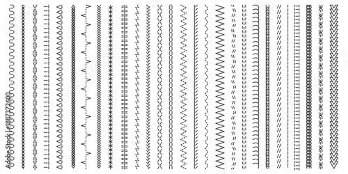 black stitches collection seamless print of decorative