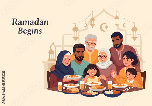 Warm illustration depicting a woman during Ramadan. Perfect for seasonal greetings, blog posts, or social media content celebrating the holy month and