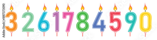 candles for kids birthday holiday cake cartoon vector set