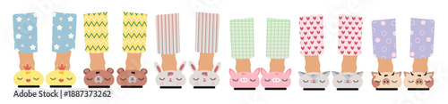 children s feet in funny slippers a set of children s feet