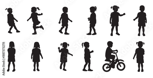 childrens silhouette figures on a bright white backdrop