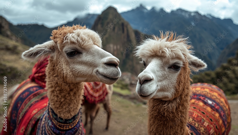Fototapeta premium Llamas and alpacas - Cusco, Peru