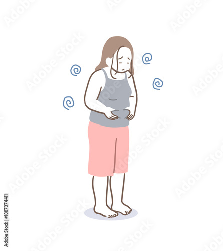 太って落ち込む女性のイラスト素材