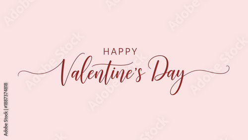 Happy Valentine's Day in elegant red script on pink background