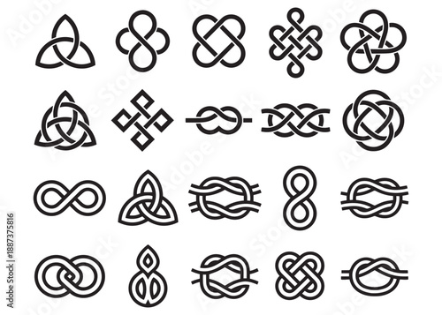 Set of different vector celtic endless knot ornament infinity connection