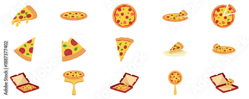 Flat Pizza Vector Icons