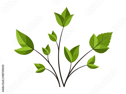 Stylized illustration of a small green plant with multiple leaves on dark stems