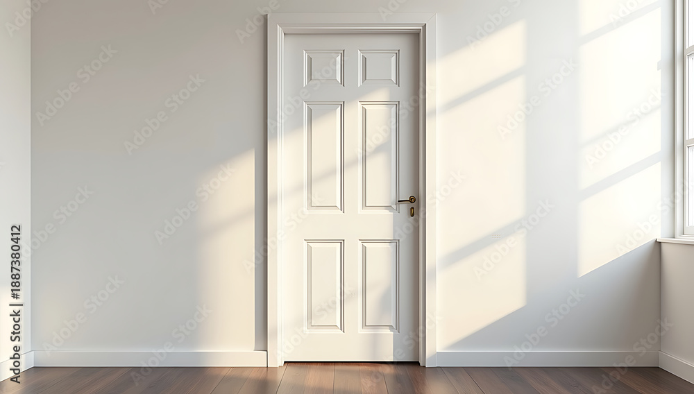 Fototapeta premium Minimalist White Paneled Interior Door