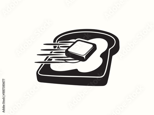 Simple Black Toast Silhouette with Butter Spreading Action
