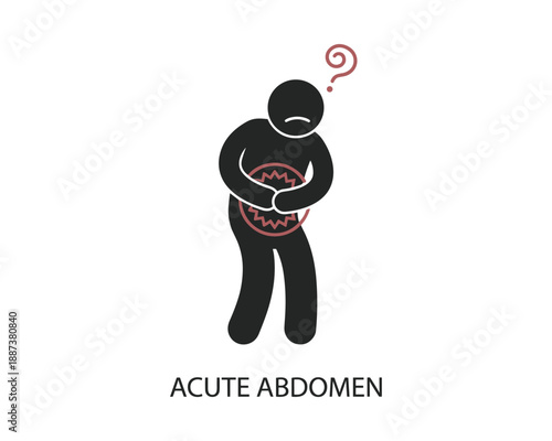 Acute Abdomen Pain Stick Figure with Question Mark Illustration