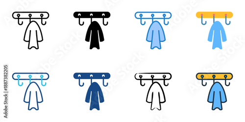 Coat rack icons set multiple style collection. Editable stroke 
