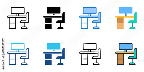 Workspace icons set multiple style collection. Editable stroke 
