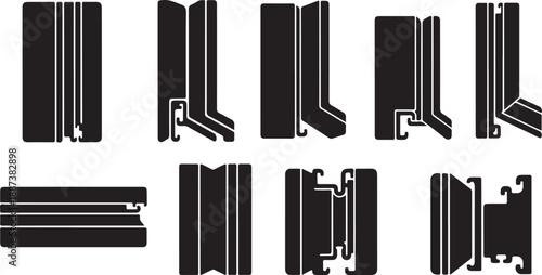 Various Black Window and Door Frame Profiles Illustrated
