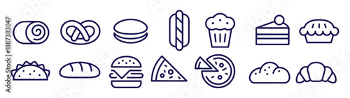 bread and cakes icons vector design 