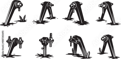 Illustration of various outdoor water pump spigot designs shown