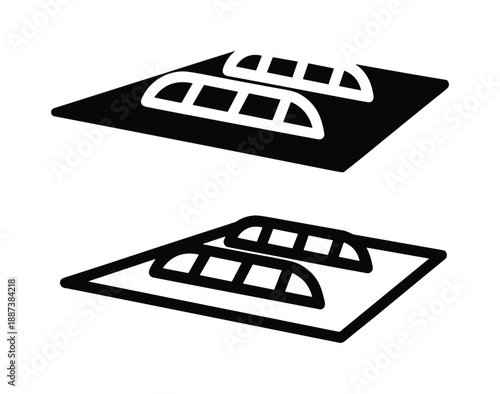 Capsules in blister packs vector illustration, two packs, black and white colors, pharmaceutical products