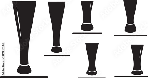 Black and white illustration of legs in various positions