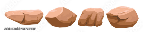 Brown stones, set of large brown rocks