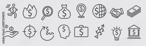 business money line icons 