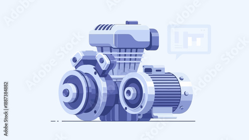 Industrial motor and pump assembly with a data visualization bubble