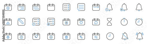 Set of Calendar Date and Time icons.