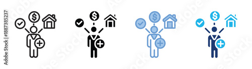 Asset management icon set multiple style collection