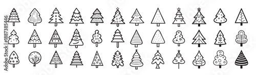 christmas tree icons set illustration