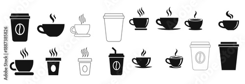 coffee cup icons collection set silhouette tea cup