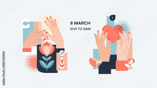 Hands reach out to offer support and a heart, celebrating women