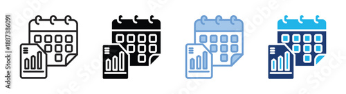 Calendar icon set multiple style collection