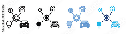 Management icon set multiple style collection