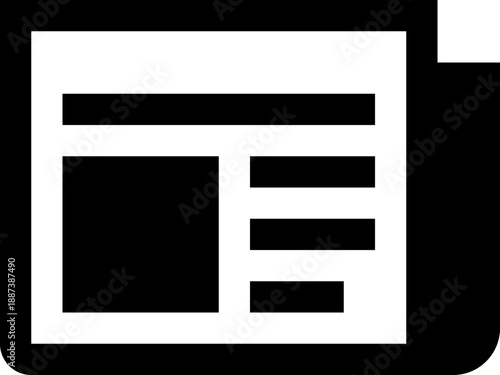 Simple web page layout icon for digital content.