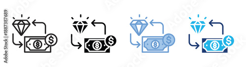 Exchange icon set multiple style collection