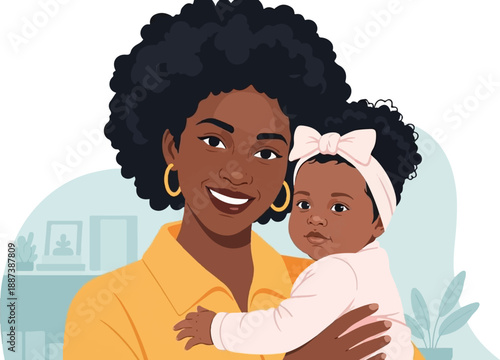 Happy mother holding her baby in her arms