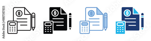 Accounting icon set multiple style collection