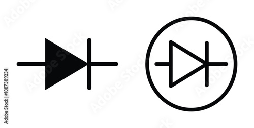 Diode symbol circuit schematic diagrams, vector electronic components representation, electronics, device, element