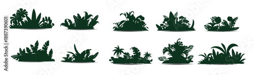 bush vector icon set simple flat illustration of grass
