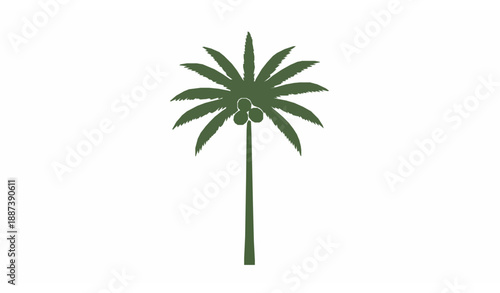 Minimal Coconut Palm Tree Vector Icon in Flat Style on White Background